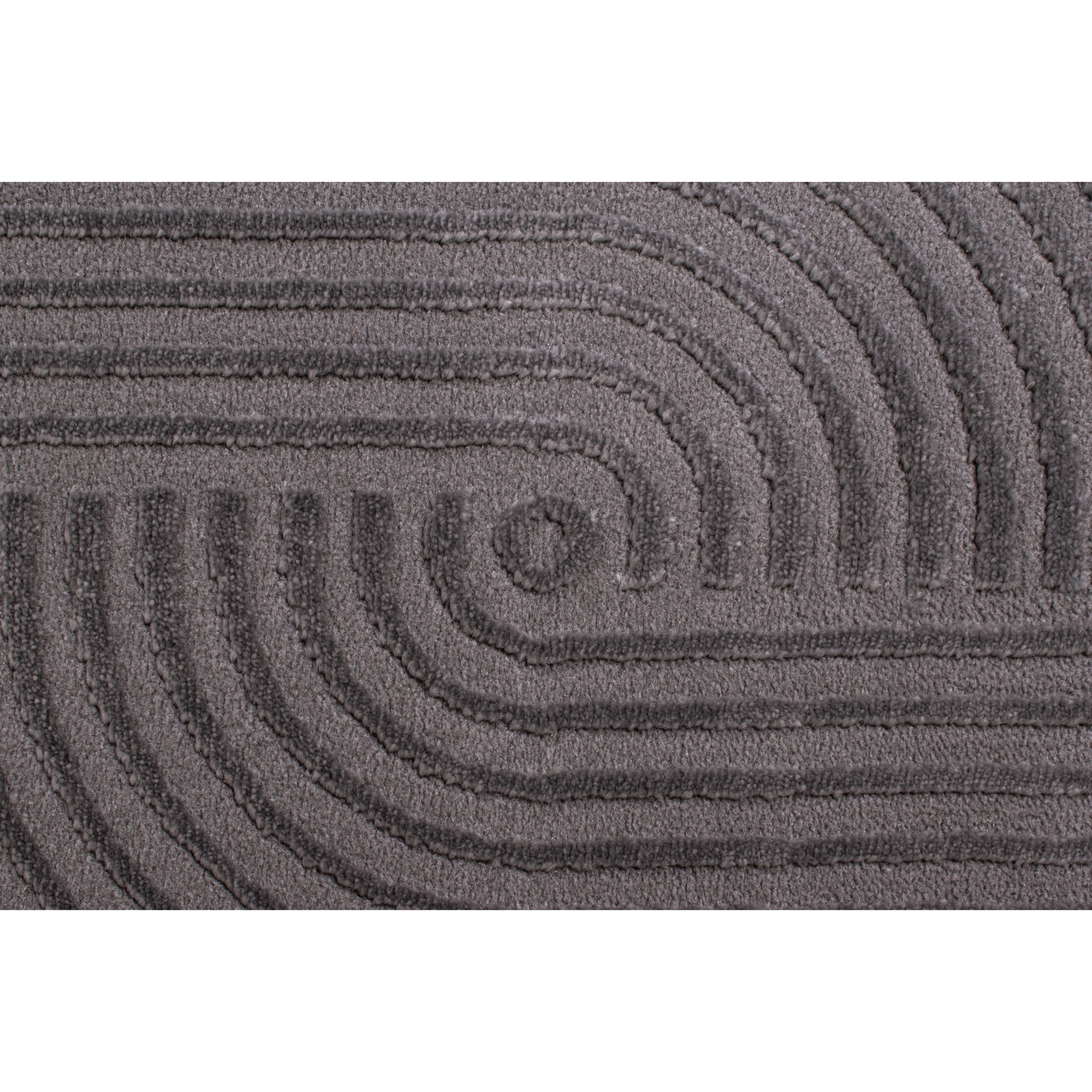 BIANCA - Tapis rond à motif géométrique en relief - Gris