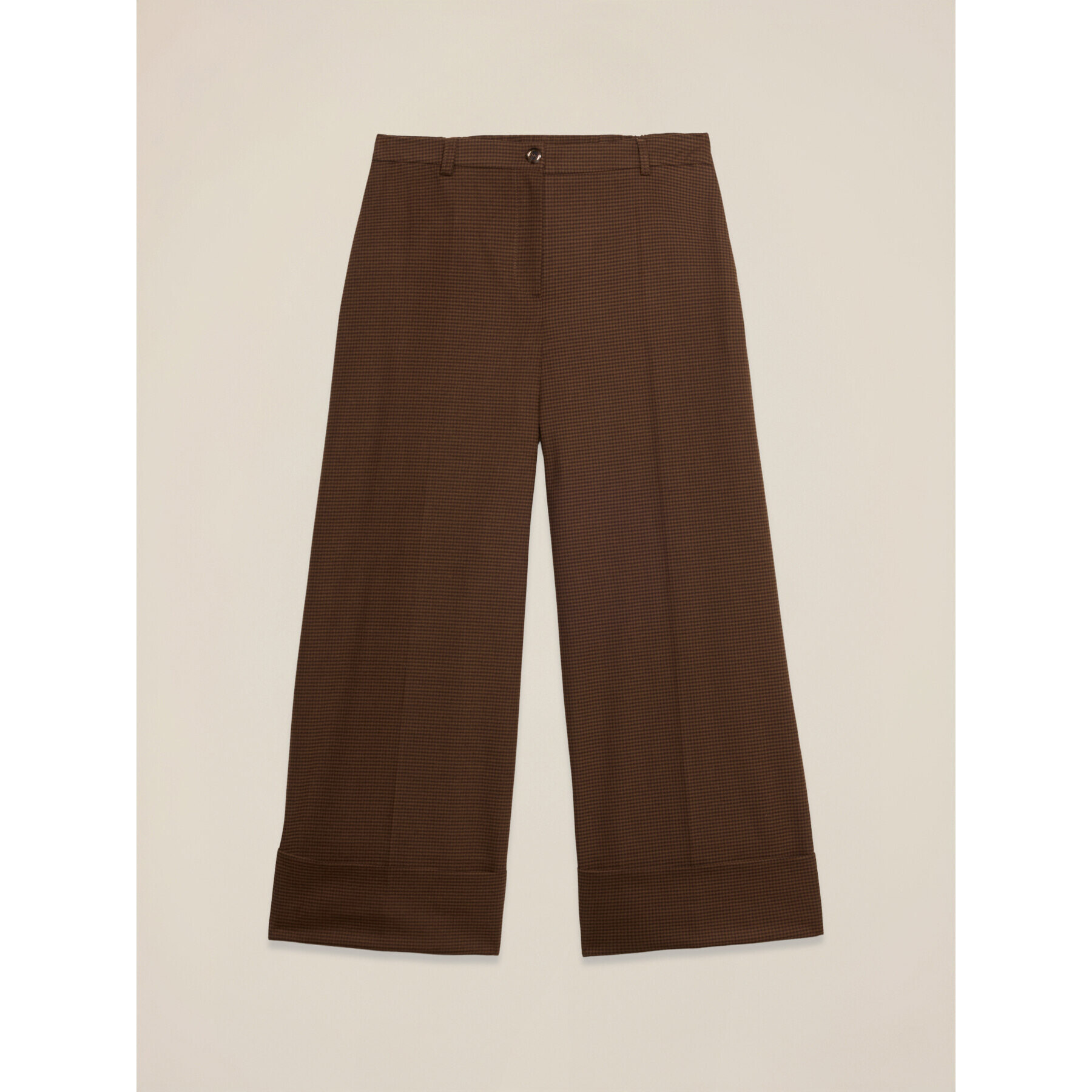 Oltre - Pantaloni cropped micro pied de poule - Marrone