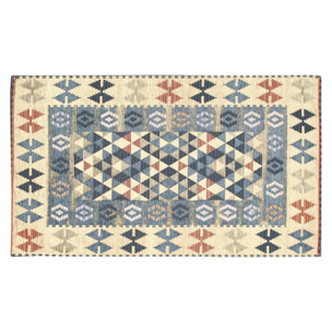 TAPPETO ARREDO DIS.KILIM COL.AZZURRO TOPAZIO 80X150 CM CON ANTISCIVOLO MADE IN ITALY