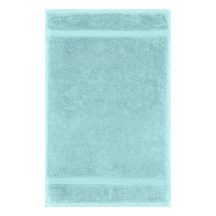 Serviette invites pur coton 550 g/m² uni bleu Elea curacao