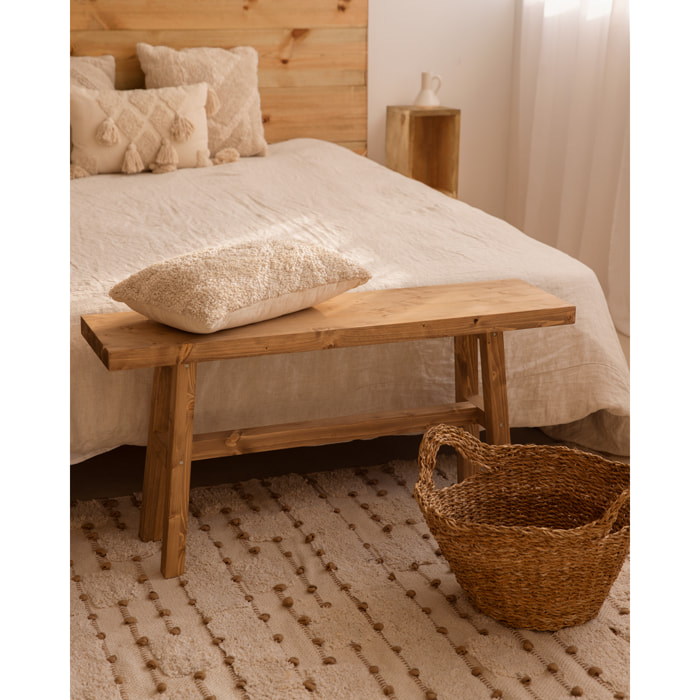 Tabouret en bois massif chêne foncé de 100x50cm Hauteur: 50 Longueur: 100 Largeur: 26