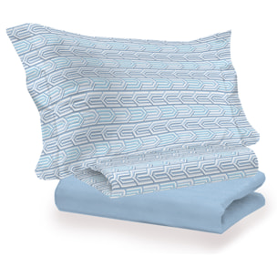 Completo letto henry azzurro in cotone 100% cotone