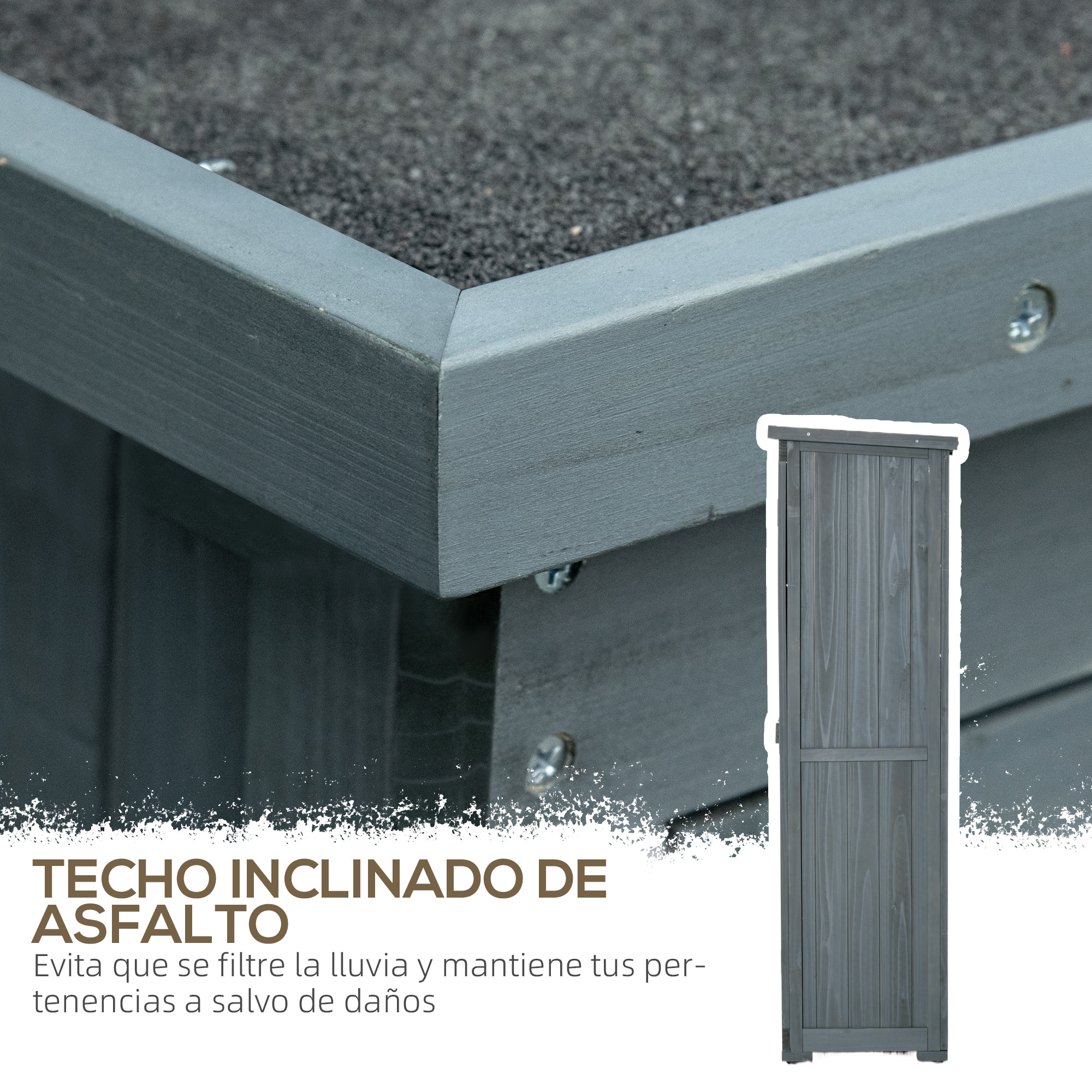 Cobertizo de Madera Caseta de Madera 0,31 m² 87x46,5x160 cm Armario Exterior de Madera con 2 Puertas y 2 Estantes Interior para Patio Terraza Gris