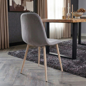 Chaise capitonnée velours gris taupe HAWAI (lot de 2)