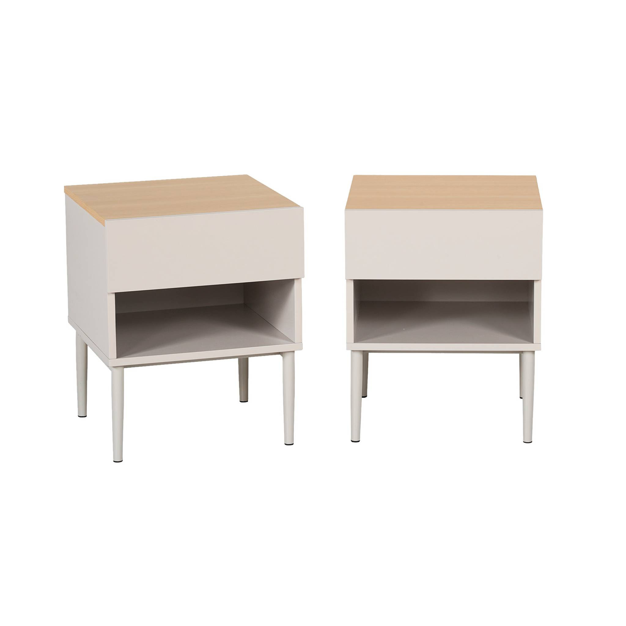 Table de chevet métal et décor bois 1 porte 1 niche (lot de 2) ASHTON