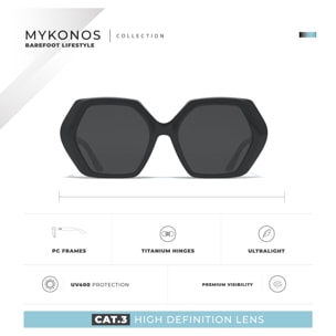 Gafas de Sol Mykonos Negro Hanukeii para hombre y mujer