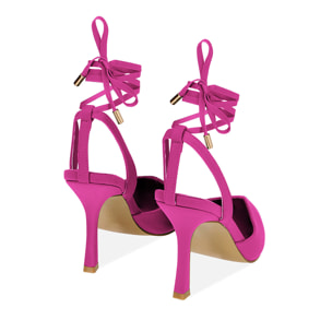 Décolleté slingback fucsia in lycra, tacco 9,5 cm