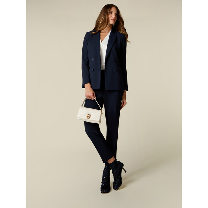Oltre - Pantaloni regular in tessuto crêpe - Blu