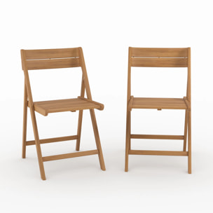 Lot de 2 chaises pliantes en bois d'acacia - Siquijor