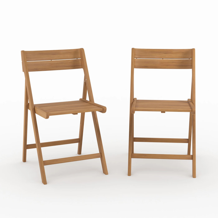Lot de 2 chaises pliantes en bois d'acacia - Siquijor