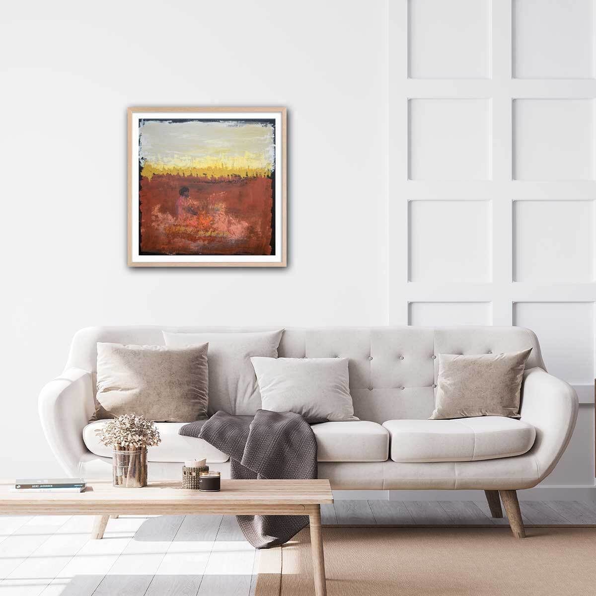 Affiche abstrait art primitif Affiche + cadre en bois - Chêne