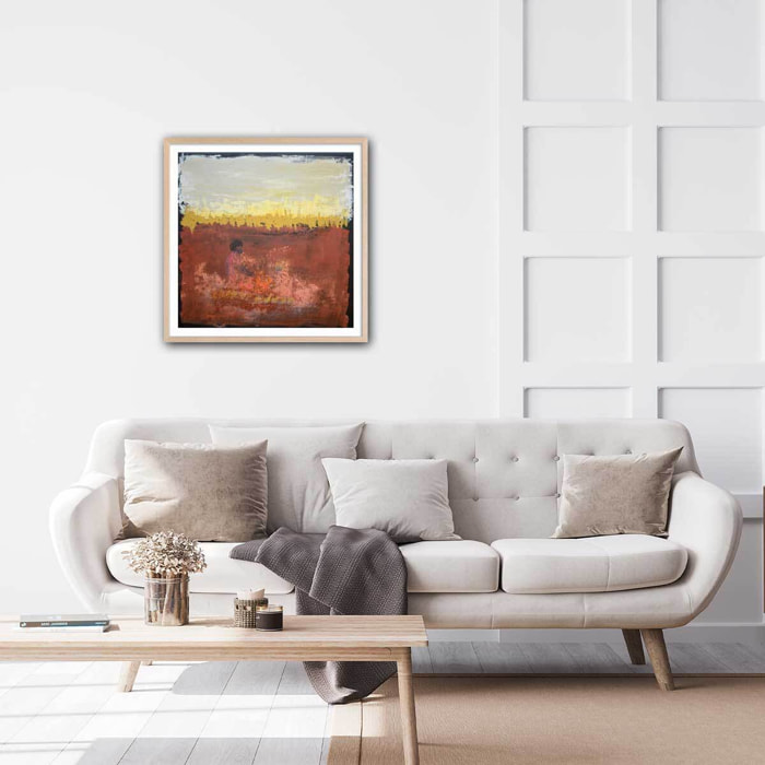 Affiche abstrait art primitif Affiche + cadre en bois - Chêne