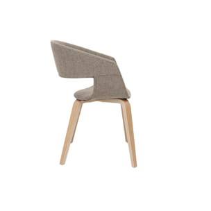 Chaises design en tissu taupe et bois clair (lot de 2) SLAM