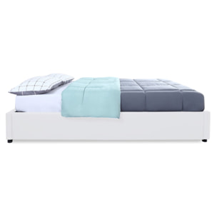 Lit coffre Otto en similicuir blanc avec sommier 160x200cm