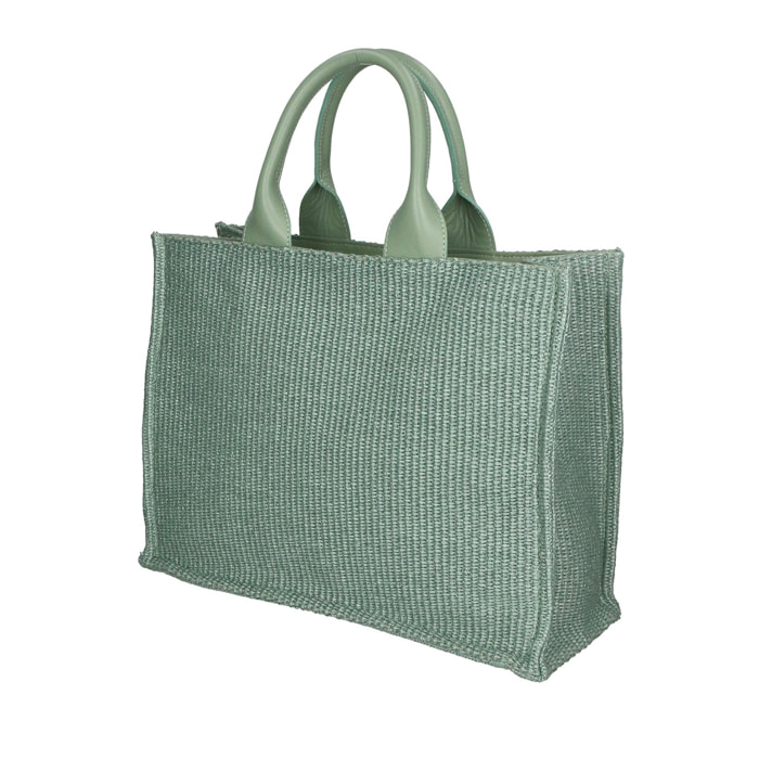 Borsa a mano da donna - Modello False - Misto pelle e tessuto - 31.0 x 41.5 x 15.5 cm