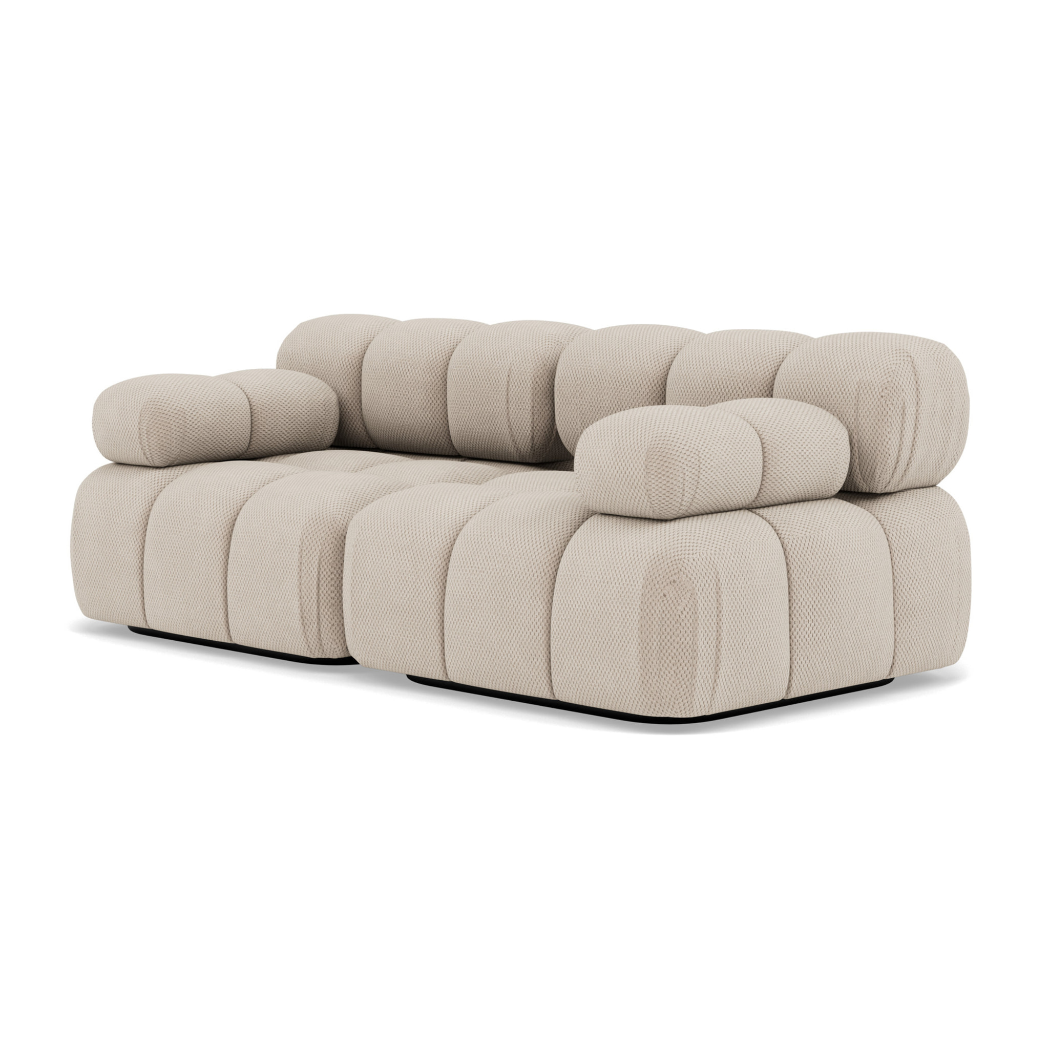 Ruby - canapé droit modulable 2 places en velours texturé - Beige