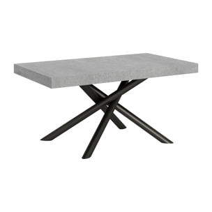 Table extensible 90x160/420 cm Famas Gris Béton cadre Anthracite