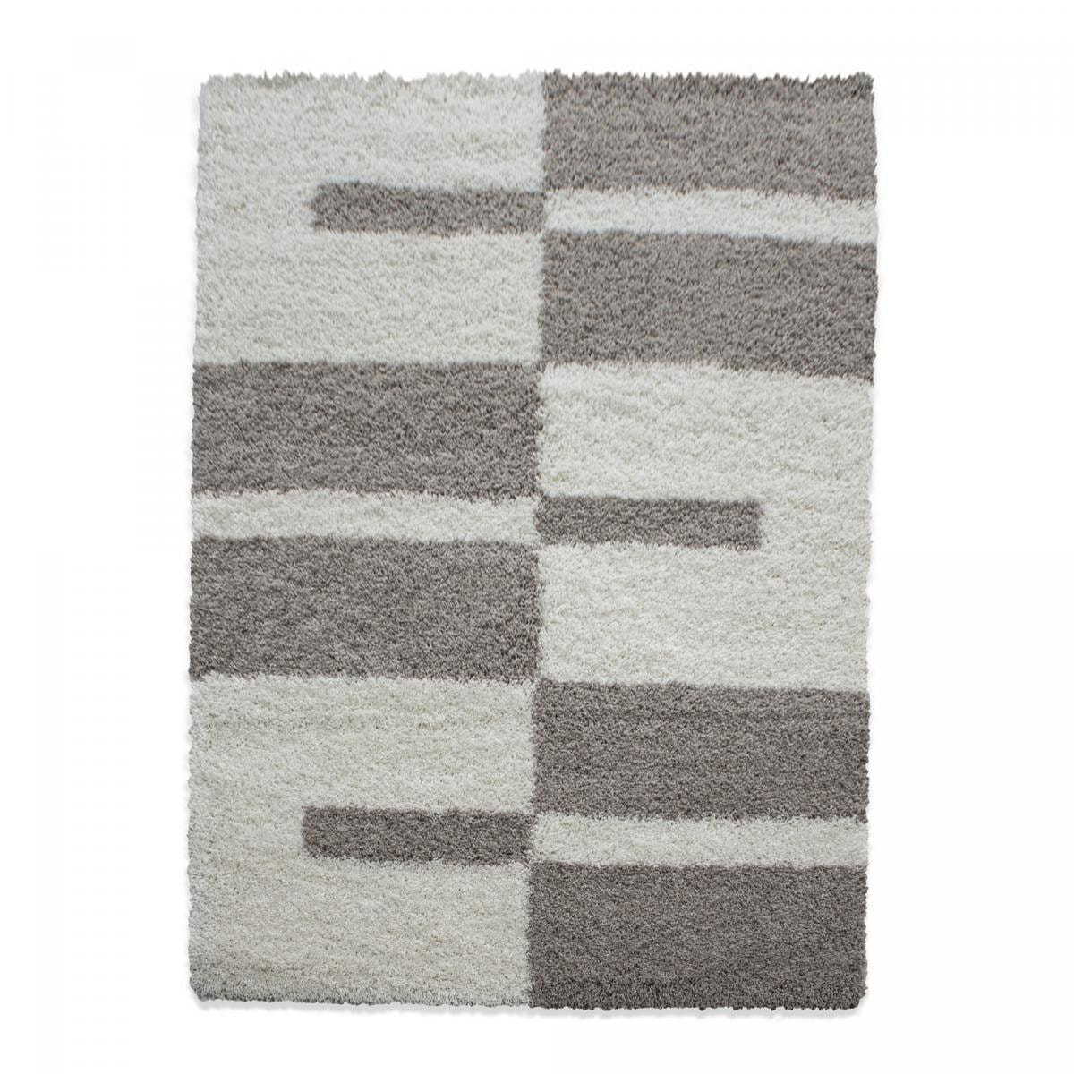 Tapis poils longs shaggy tissé motif géométrique NICO