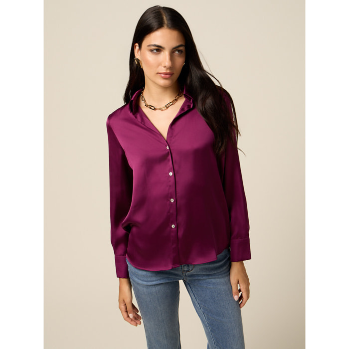 Oltre - Camisa de satén - Burgundy