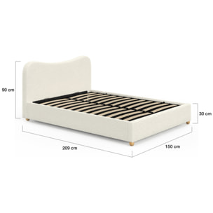 Lit coffre Samy 140x190cm bouclette blanche