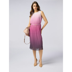 Oltre - Vestito midi plissé sfumato - Rosa