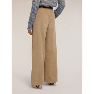 Motivi - Pantalones palazzo de terciopelo de mil rayas - Beige