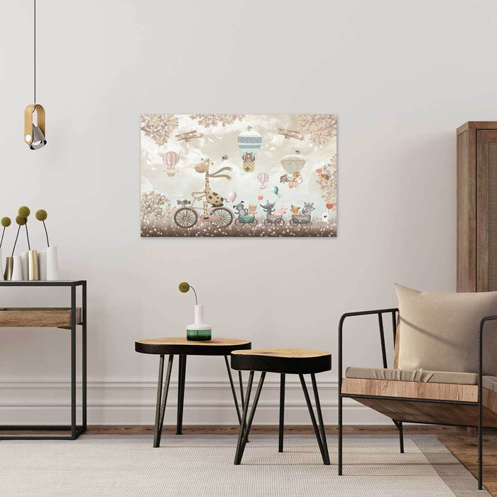 Tableau enfant girafe à velo - 80x50 cm Toile imprimée