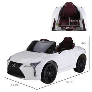 Voiture électrique enfants 12 V - V. max. 3 Km/h effets sonores + lumineux télécommande Lexus LC500 blanc