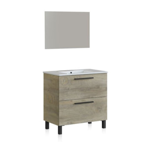 Mueble de baño con espejo Sense 2 cajones Roble Alaska
