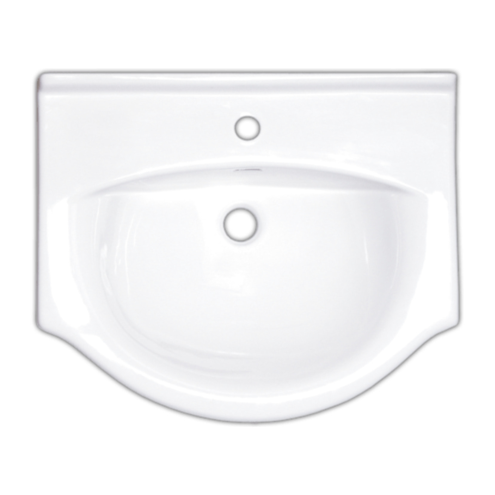 Pro 56x42 cm lavabo suspendu en céramique avec un trou pour robinetterie au milieu, blanc (HA5655)