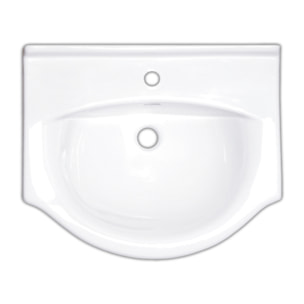 Pro 56x42 cm lavabo suspendu en céramique avec un trou pour robinetterie au milieu, blanc (HA5655)