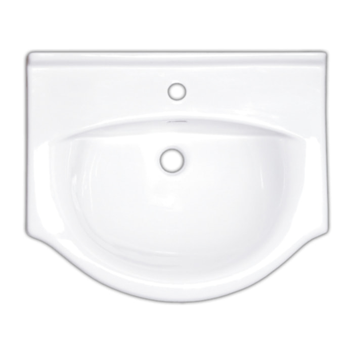 Pro 56x42 cm lavabo suspendu en céramique avec un trou pour robinetterie au milieu, blanc (HA5655)