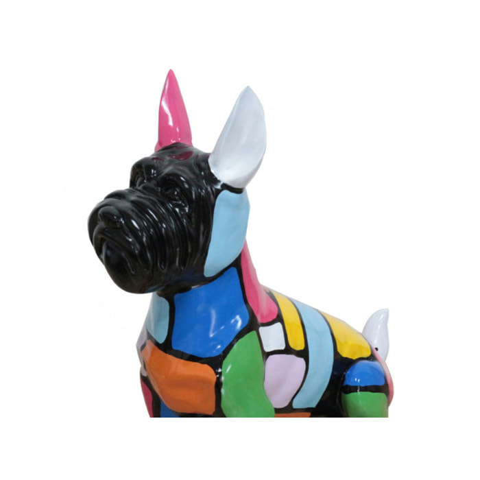 Statue chien scottish terrier patchwork multicolore H46cm - STREETY