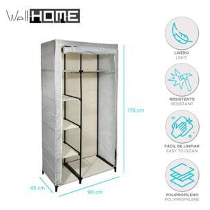 Armario plegable con 5 estantes en Textil transpirable