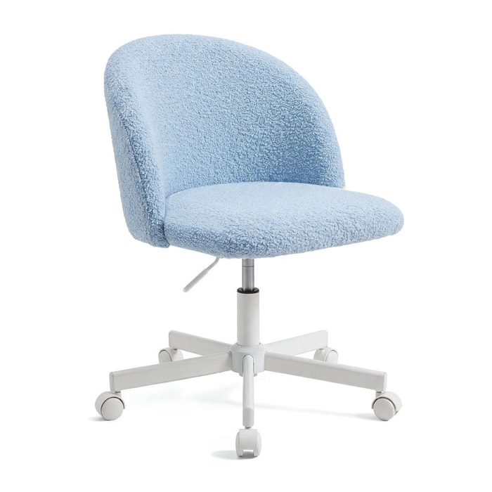 Silla de escritorio tapizada en borreguito azul claro 76-89,5 cm Candy Azul Claro