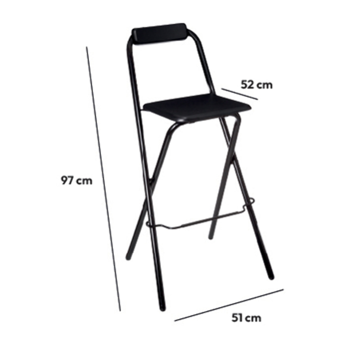 Chaise de bar pliante Noir Louna