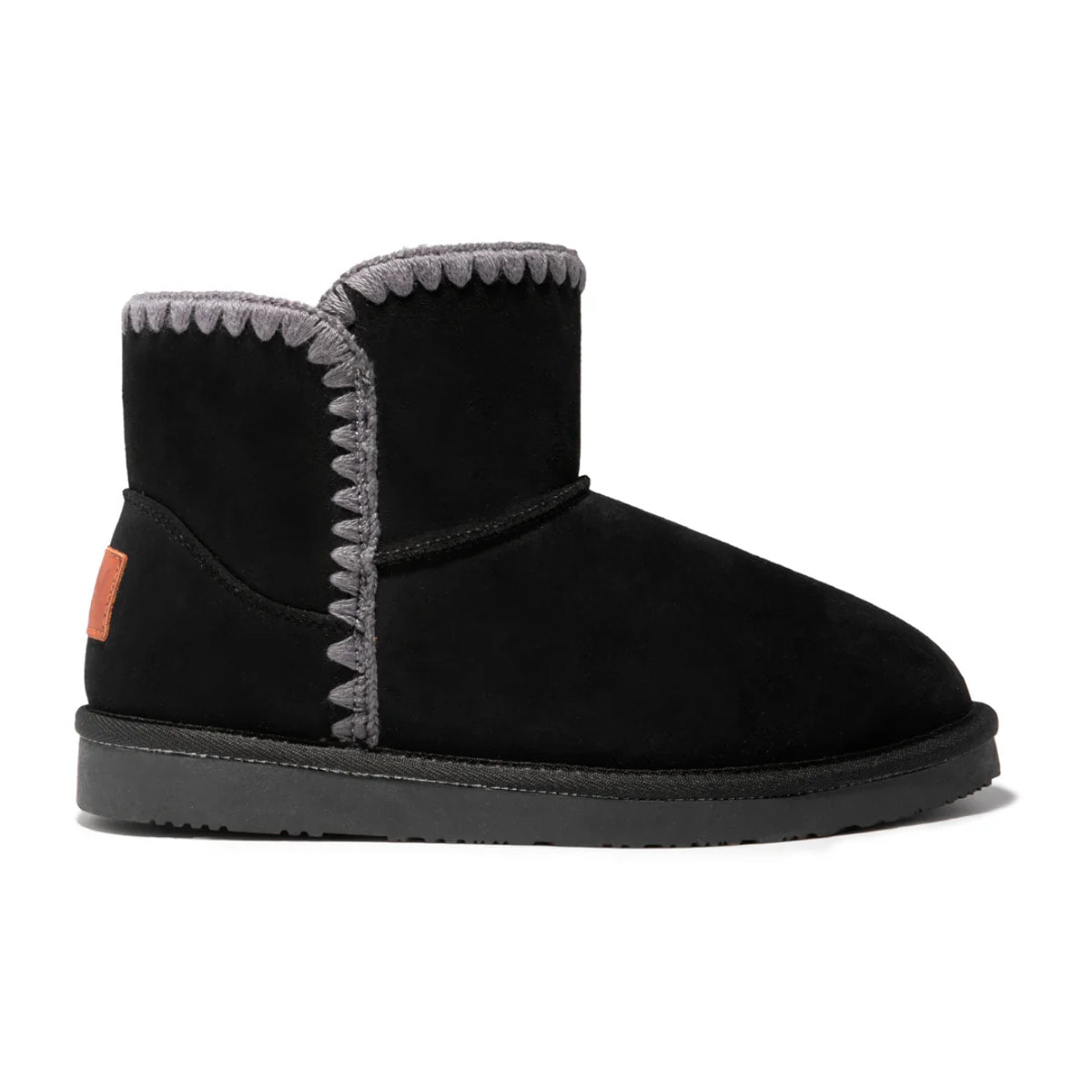 Stivali Esquimesi Neri con Cuciture Decorative a Contrasto