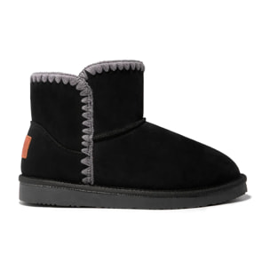 Stivali Esquimesi Neri con Cuciture Decorative a Contrasto