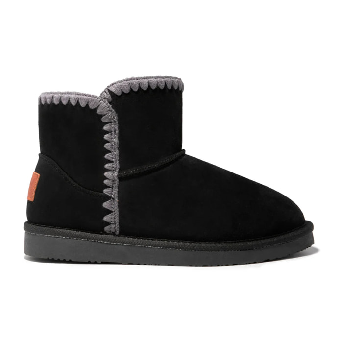 Stivali Esquimesi Neri con Cuciture Decorative a Contrasto