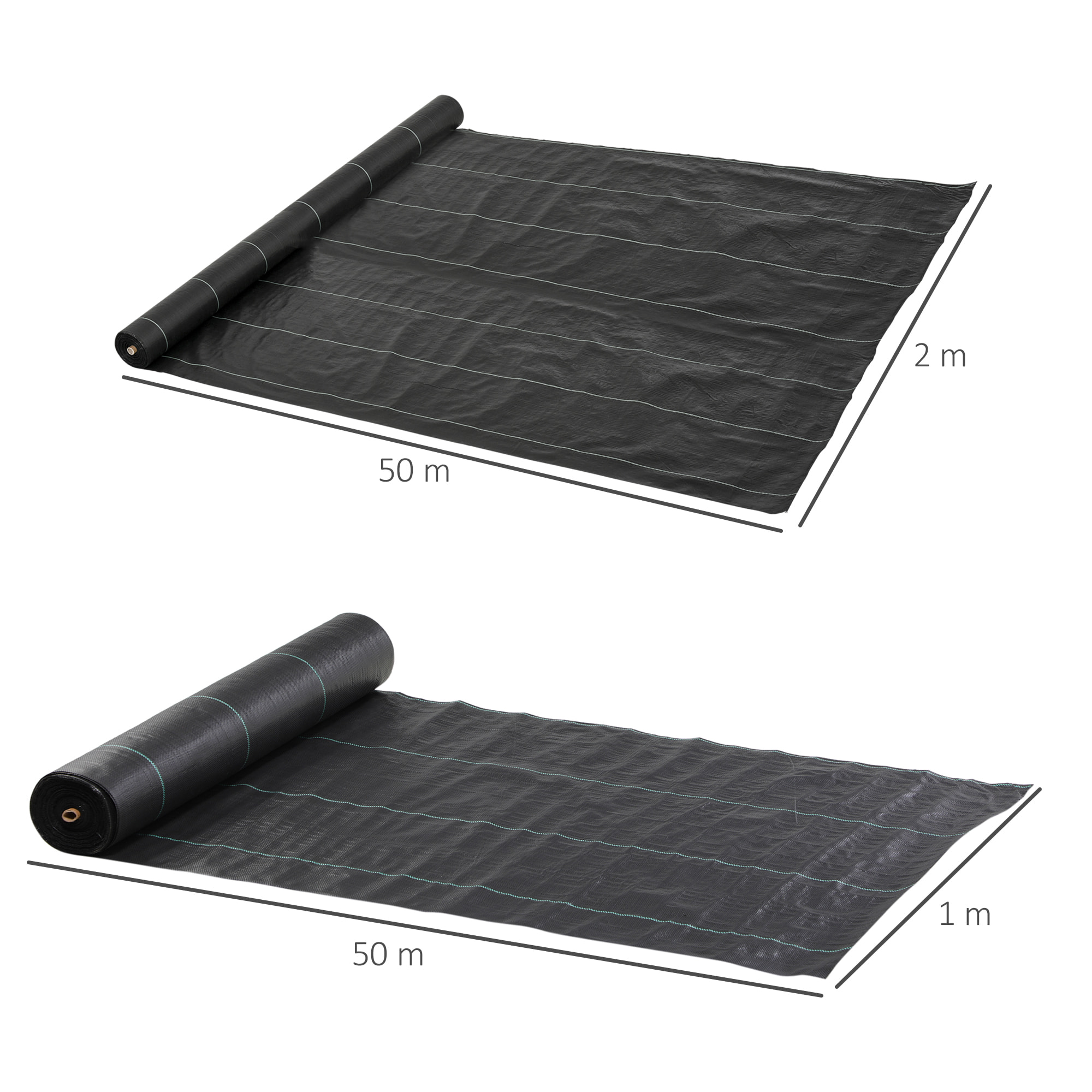 Malla Antihierbas Malla Antimaleza 2x25 m Malla Geotextil 60 g/m² para Control de Malezas y Malas Hierbas de Jardín Rollo de Malla Antimaleza Negro