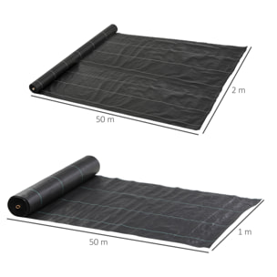 Malla Antihierbas Malla Antimaleza 2x25 m Malla Geotextil 60 g/m² para Control de Malezas y Malas Hierbas de Jardín Rollo de Malla Antimaleza Negro