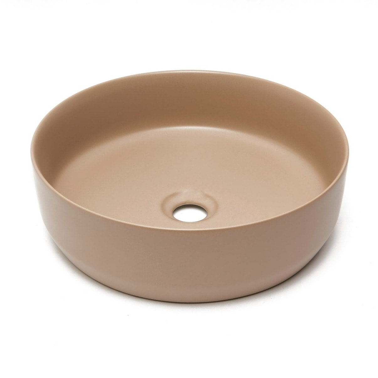 Vasque à poser ronde en céramique diamètre 39 cm - moka mat - sans trop-plein - SAT Infinitio