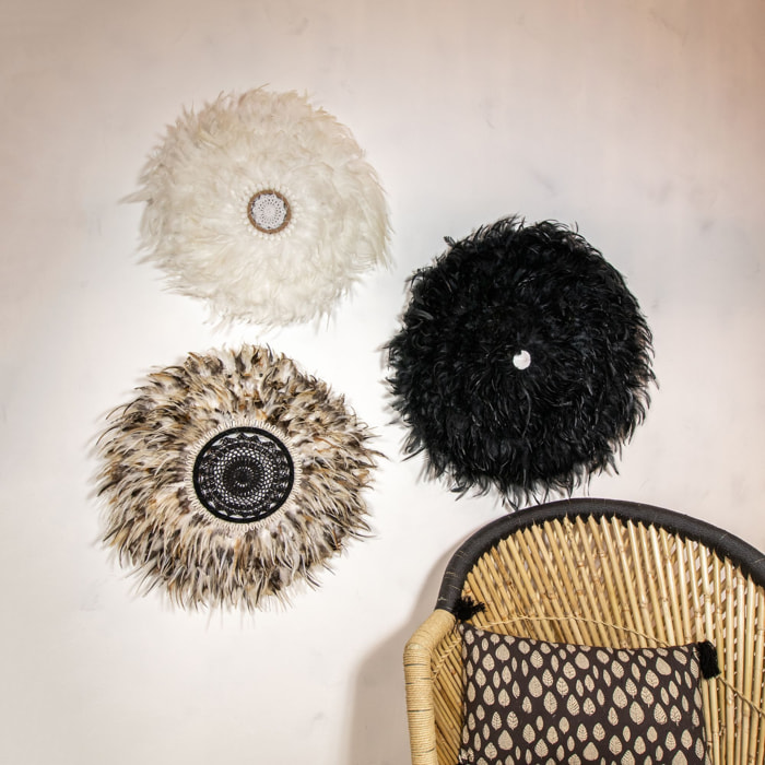 Décoration en plumes de coq et coquillages 60cm KAPAU