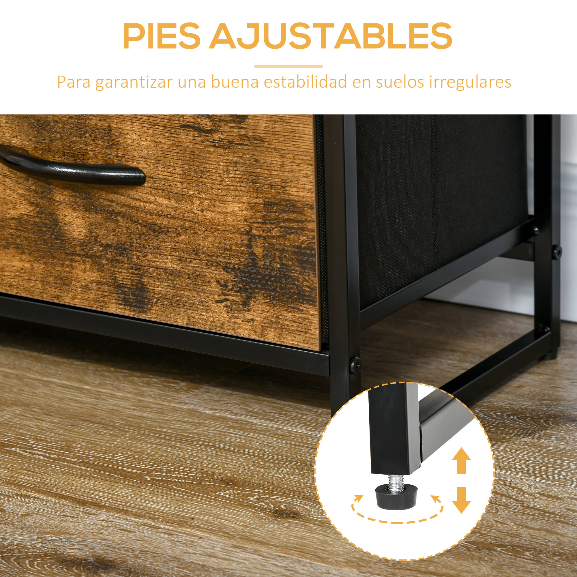 Armario de Salón con 4 Cajones de Tela Plegable 2 Estantes Abiertos 84x30x71,5cm