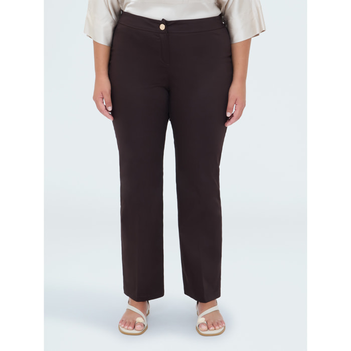 Fiorella Rubino - Pantaloni Regular in cotone stretch - Marrone