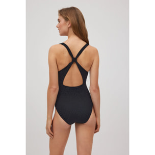 Costume da bagno riducente incrociato testurizzato nero