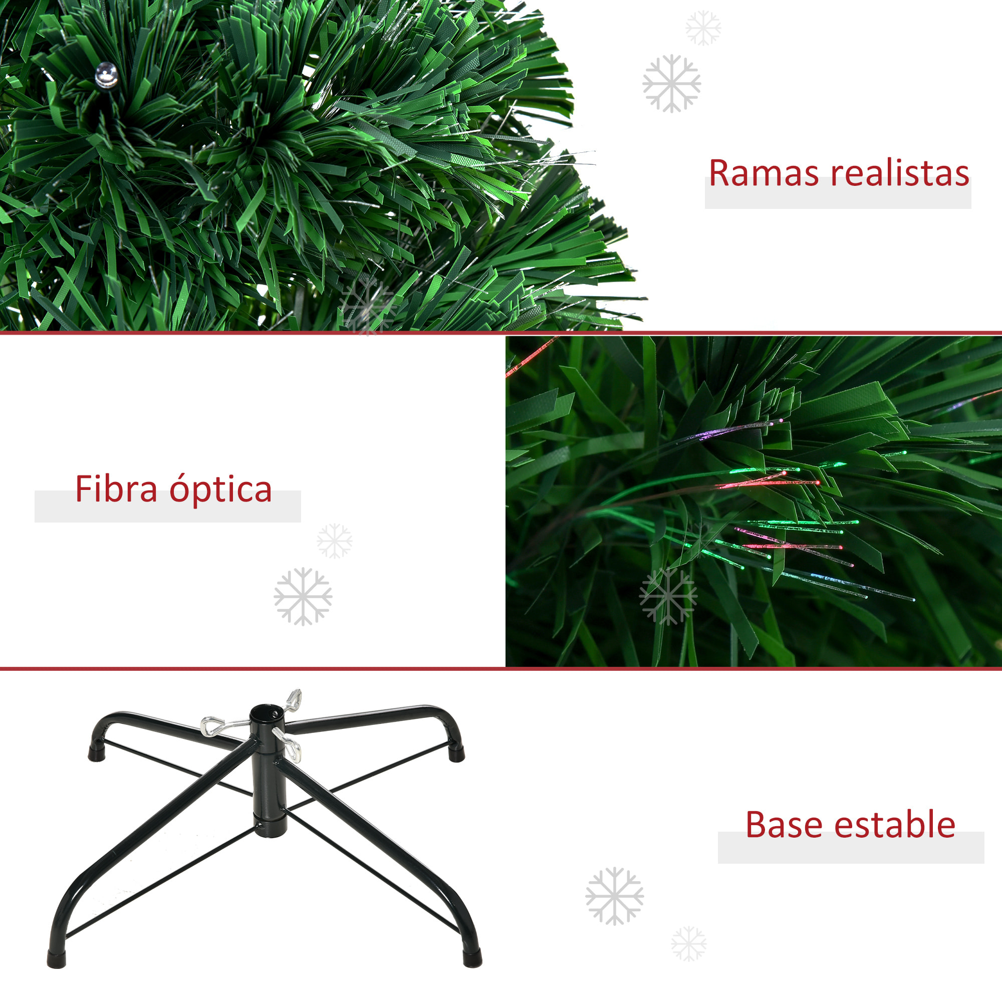 Árbol de Navidad de Fibra Óptica 150cm Multicolor con Base de Soporte