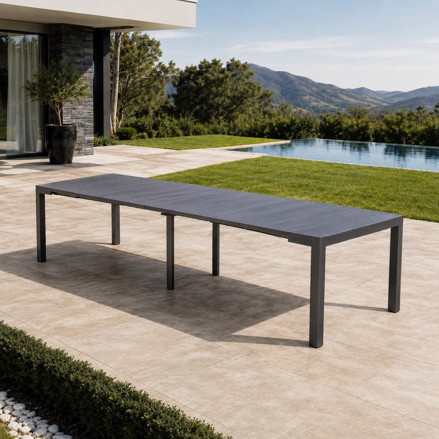Console extensible 2 à 12 places en aluminium LACOS