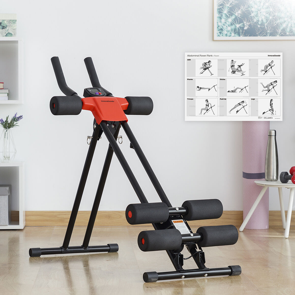 Pack Máquina de Abdominales Plegable con Guía de Ejercicios y Faja Deportiva con Efecto Sauna InnovaGoods