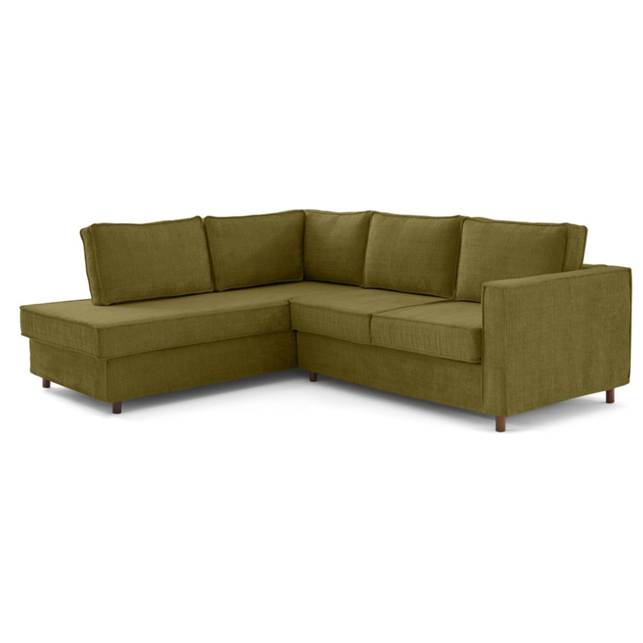 Jake - canapé déhoussable d'angle gauche 5 places en velours texturé - Vert Olive